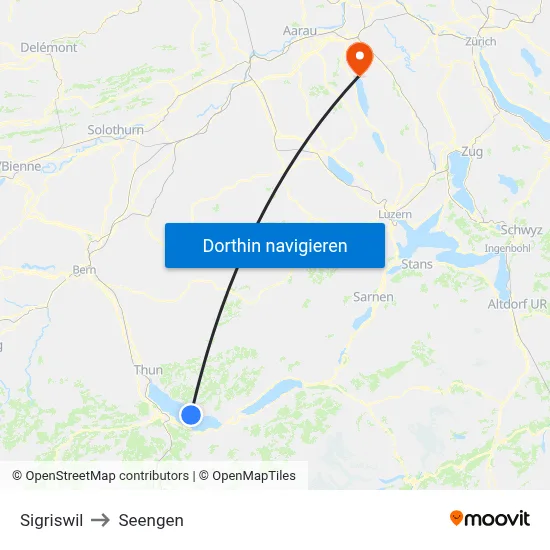 Sigriswil to Seengen map