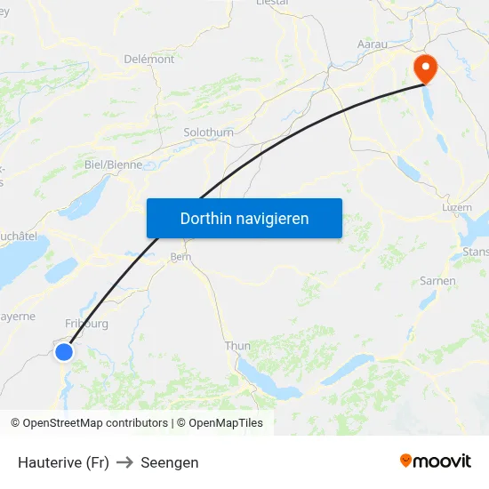 Hauterive (Fr) to Seengen map