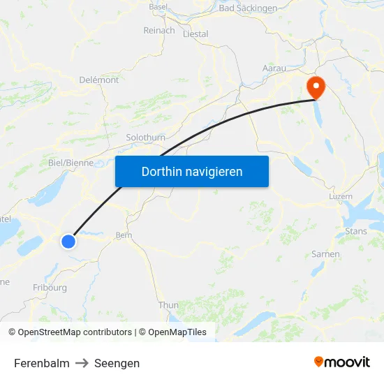 Ferenbalm to Seengen map