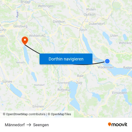 Männedorf to Seengen map