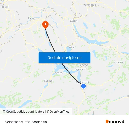 Schattdorf to Seengen map