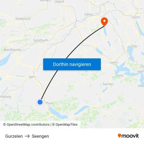 Gurzelen to Seengen map