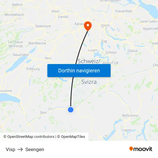 Visp to Seengen map