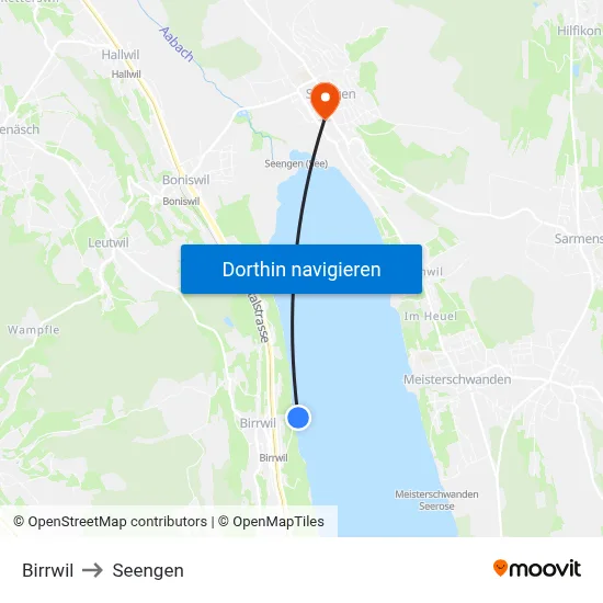Birrwil to Seengen map