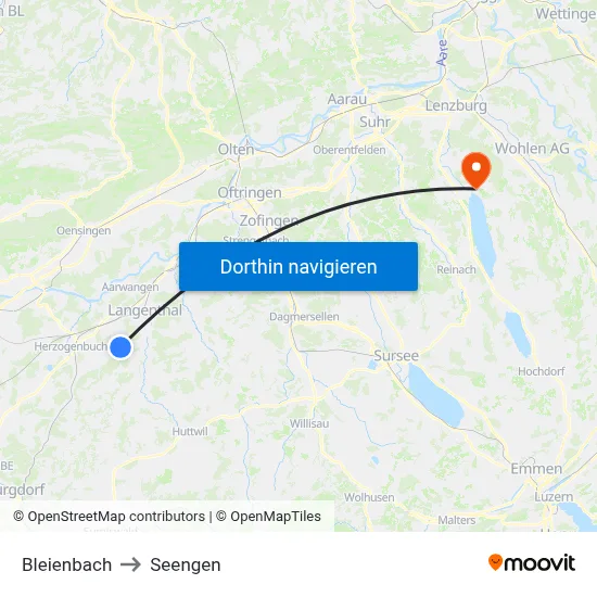 Bleienbach to Seengen map