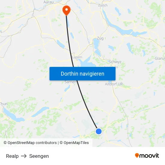 Realp to Seengen map