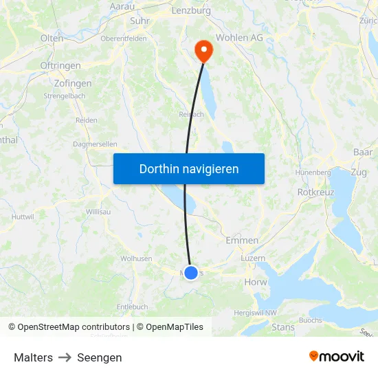 Malters to Seengen map