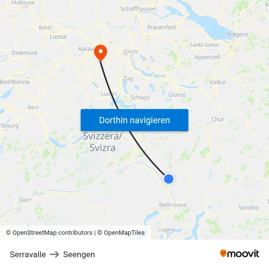 Serravalle to Seengen map