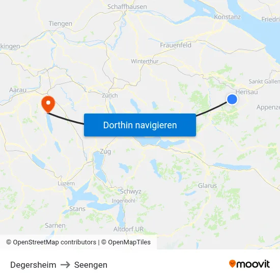 Degersheim to Seengen map