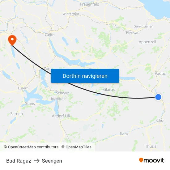 Bad Ragaz to Seengen map