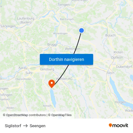 Siglistorf to Seengen map