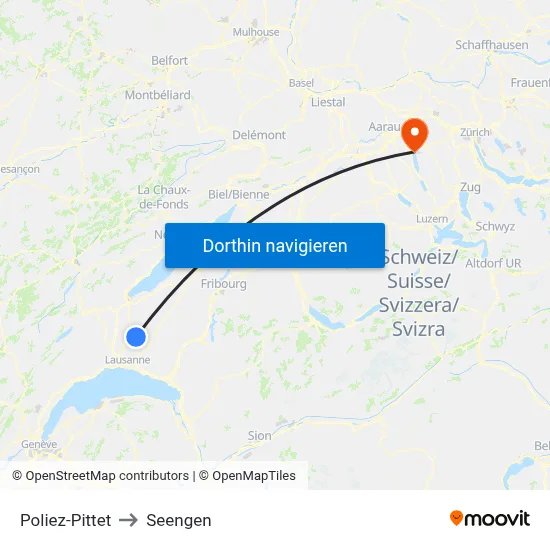 Poliez-Pittet to Seengen map