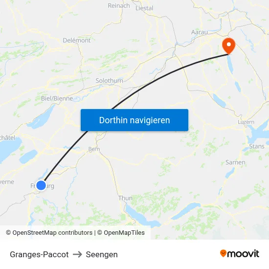 Granges-Paccot to Seengen map