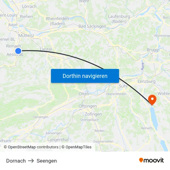 Dornach to Seengen map