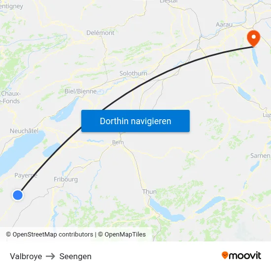 Valbroye to Seengen map