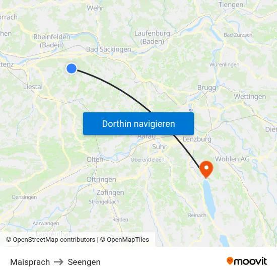 Maisprach to Seengen map