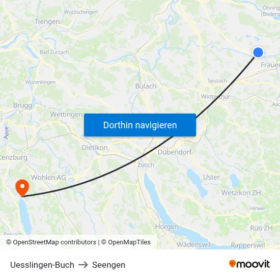 Uesslingen-Buch to Seengen map