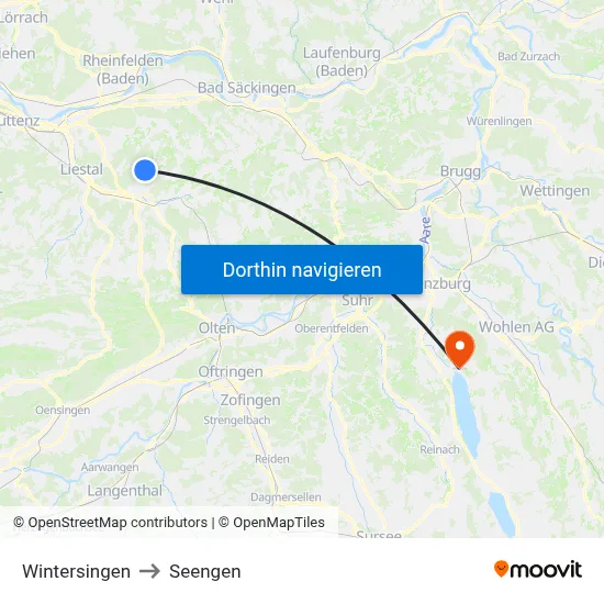 Wintersingen to Seengen map