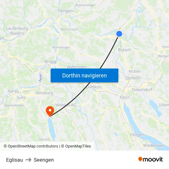 Eglisau to Seengen map