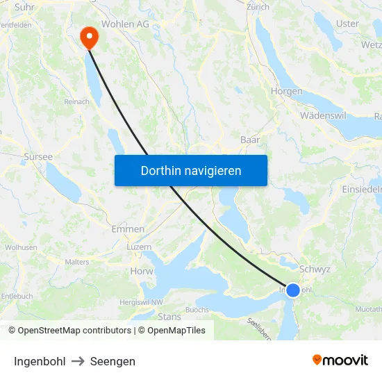 Ingenbohl to Seengen map