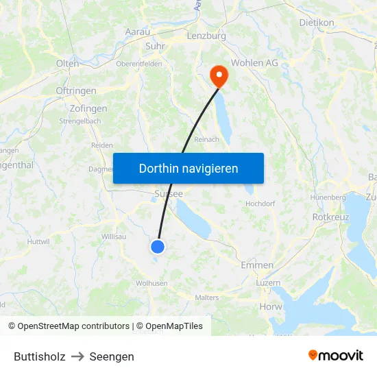Buttisholz to Seengen map