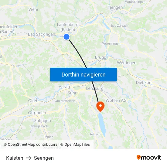 Kaisten to Seengen map