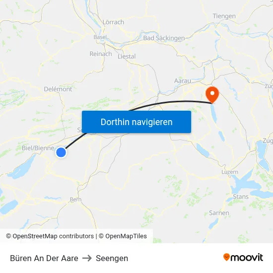 Büren An Der Aare to Seengen map