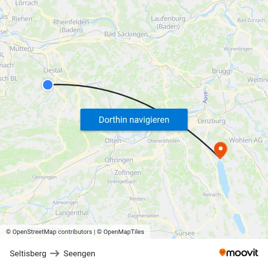 Seltisberg to Seengen map