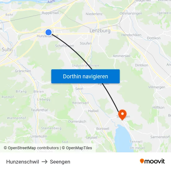 Hunzenschwil to Seengen map