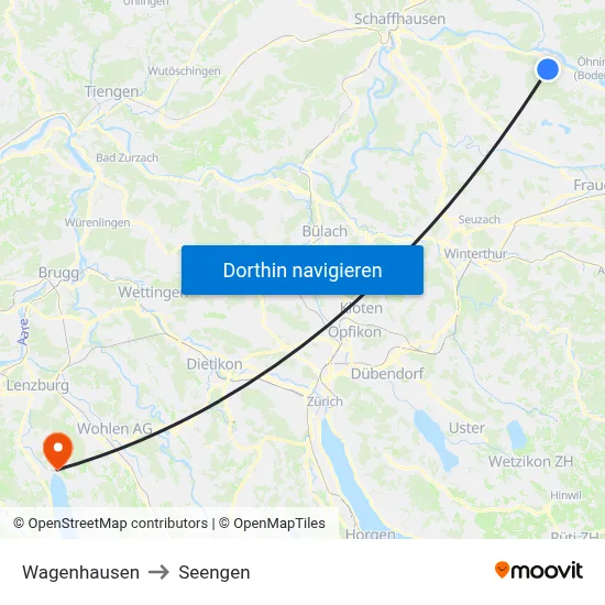 Wagenhausen to Seengen map