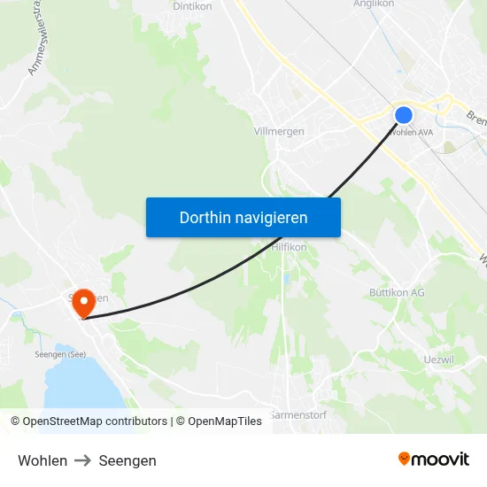 Wohlen to Seengen map
