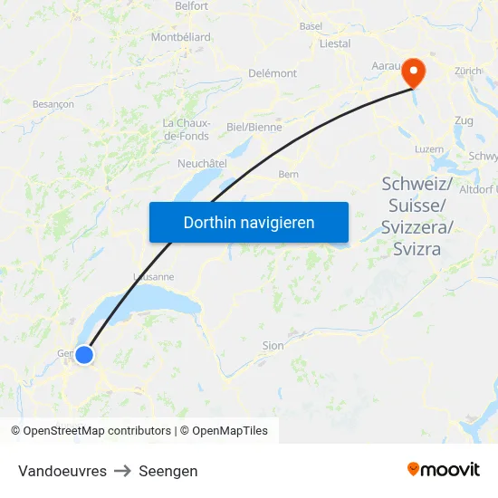 Vandoeuvres to Seengen map
