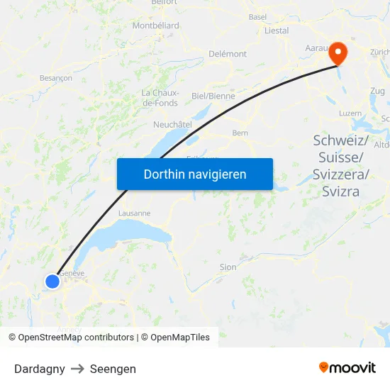Dardagny to Seengen map