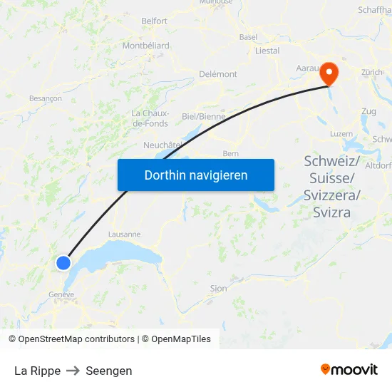 La Rippe to Seengen map