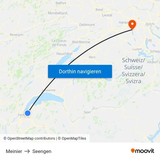 Meinier to Seengen map