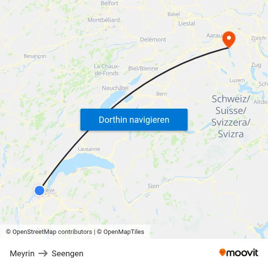 Meyrin to Seengen map