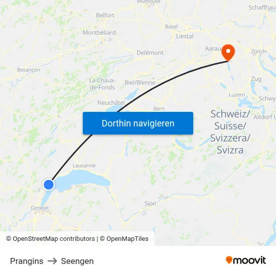 Prangins to Seengen map