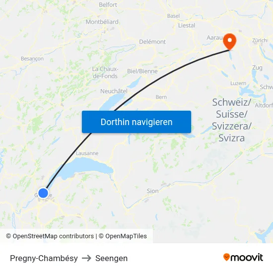 Pregny-Chambésy to Seengen map