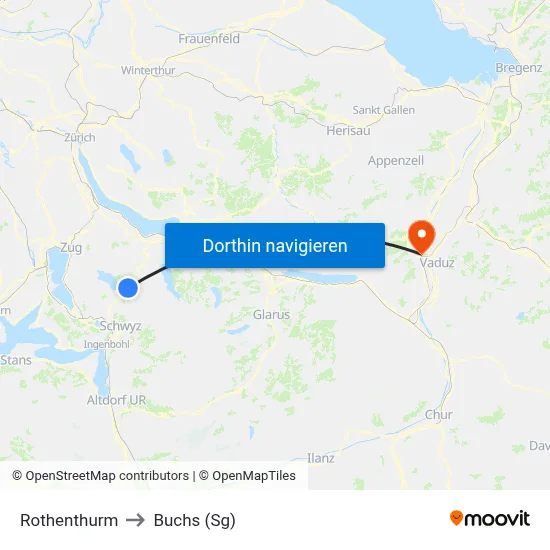 Rothenthurm to Buchs (Sg) map