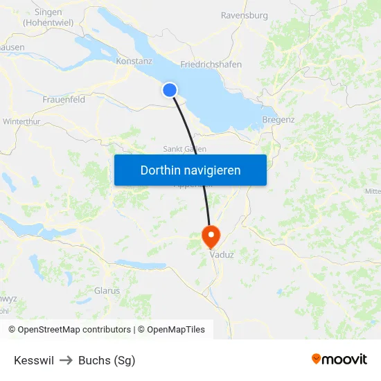 Kesswil to Buchs (Sg) map