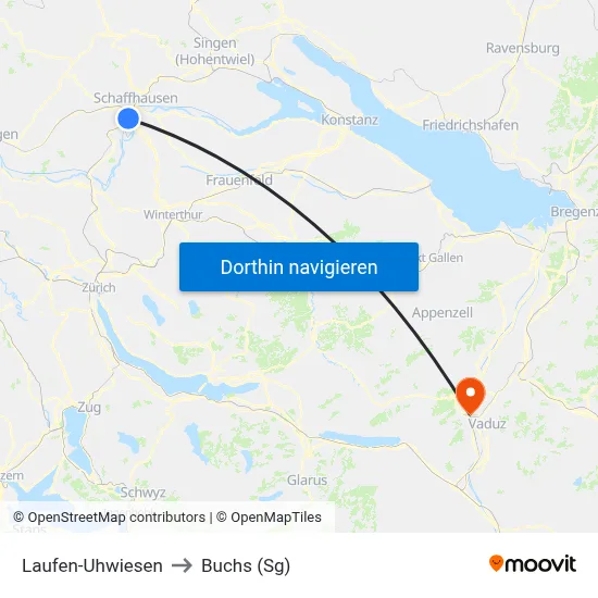 Laufen-Uhwiesen to Buchs (Sg) map