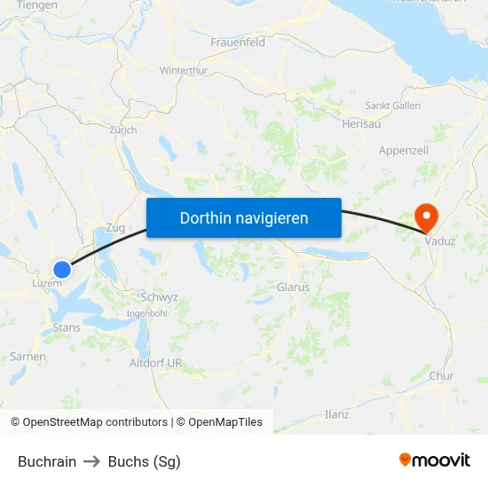 Buchrain to Buchs (Sg) map
