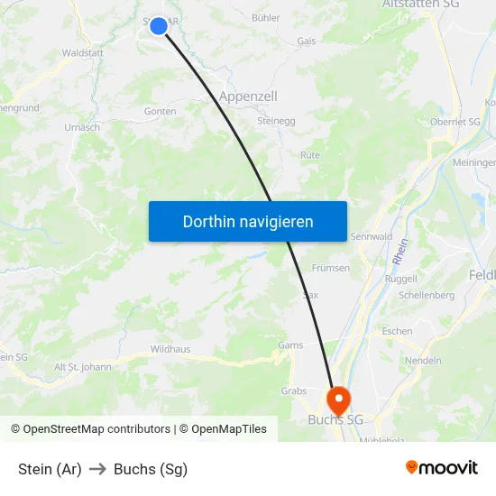 Stein (Ar) to Buchs (Sg) map