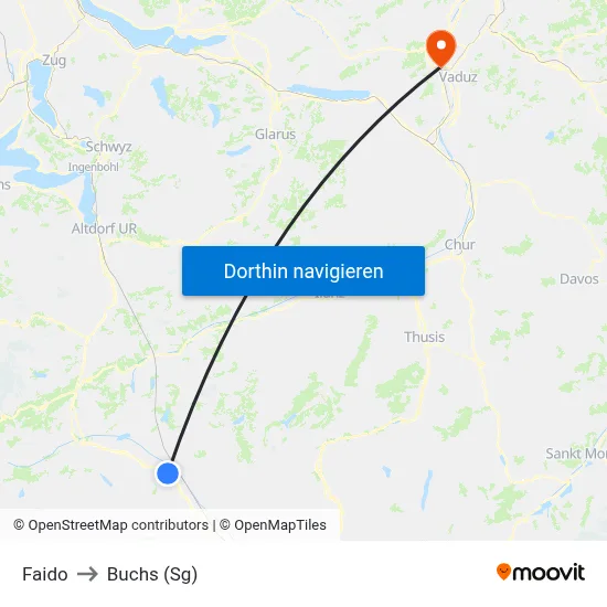 Faido to Buchs (Sg) map