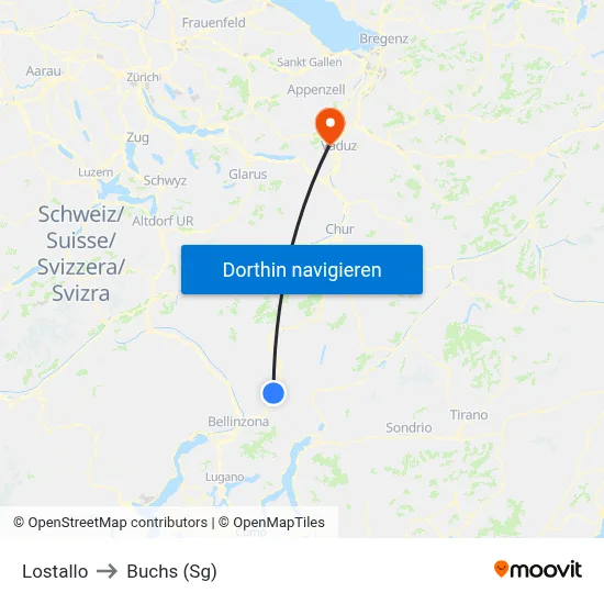 Lostallo to Buchs (Sg) map