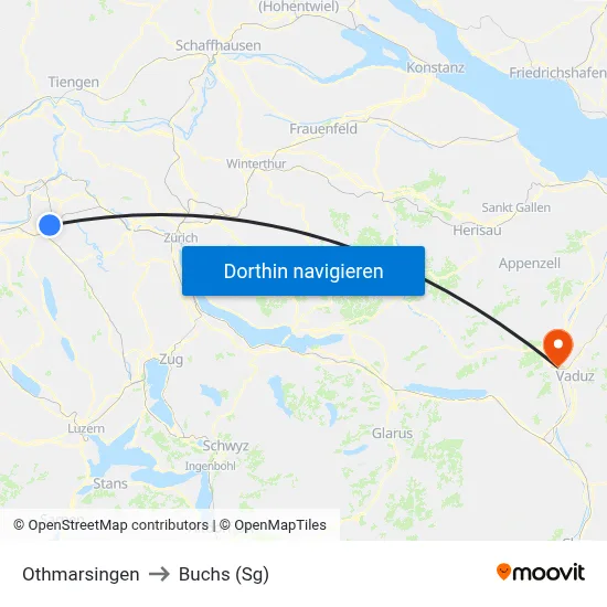 Othmarsingen to Buchs (Sg) map