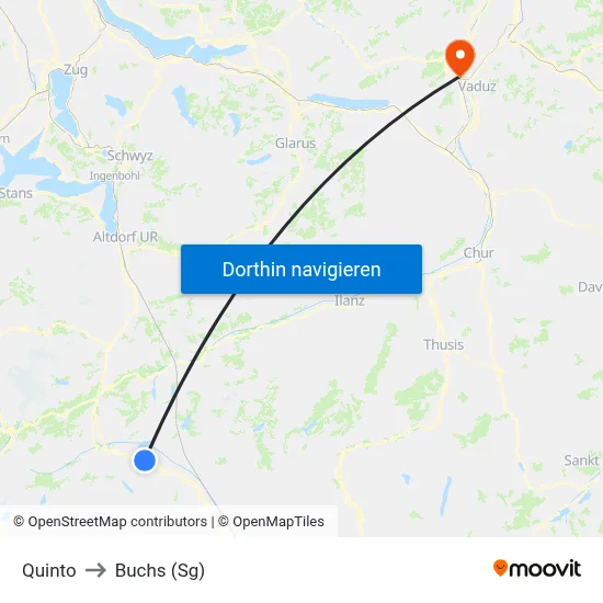 Quinto to Buchs (Sg) map
