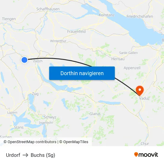 Urdorf to Buchs (Sg) map