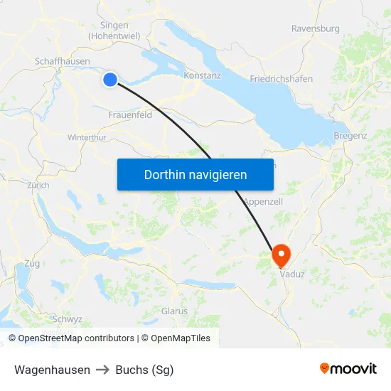 Wagenhausen to Buchs (Sg) map