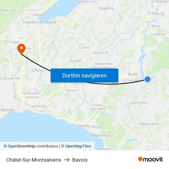 Châtel-Sur-Montsalvens to Bavois map